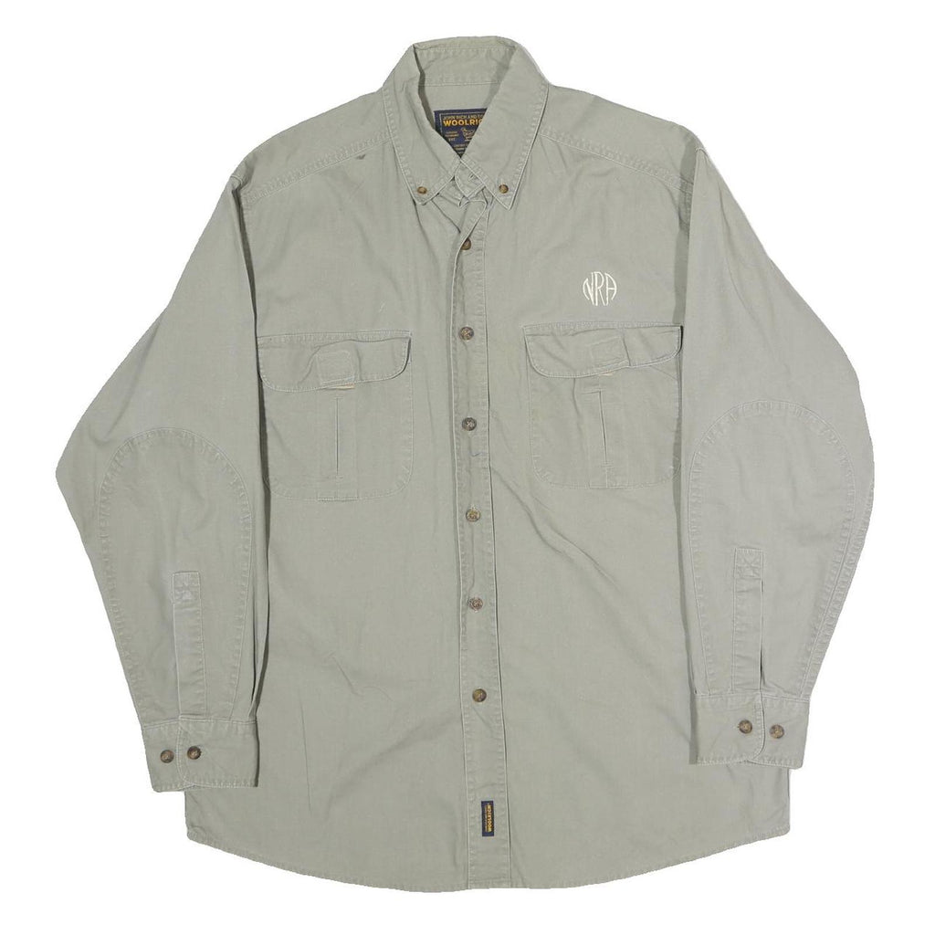 WOOLRICH Mens Green Cotton Casual Shirt M Button Down Long Sleeve Pockets