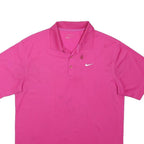 NIKE Womens Pink Short Sleeve Plain Polo Shirt L Casual Cotton Blend Comfort