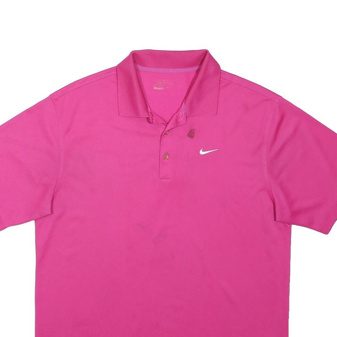 NIKE Womens Pink Short Sleeve Plain Polo Shirt L Casual Cotton Blend Comfort