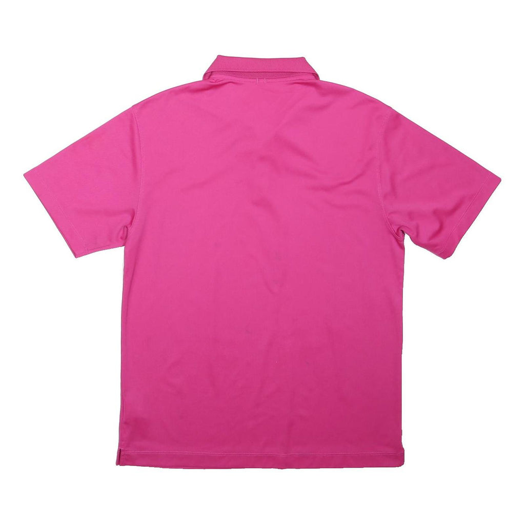 NIKE Womens Pink Short Sleeve Plain Polo Shirt L Casual Cotton Blend Comfort