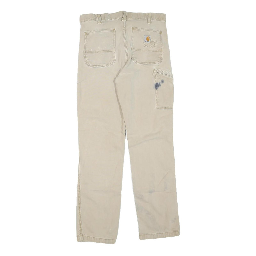 CARHARTT Mens Cotton Blend Beige Regular Fit Straight Leg Trousers W34 L32