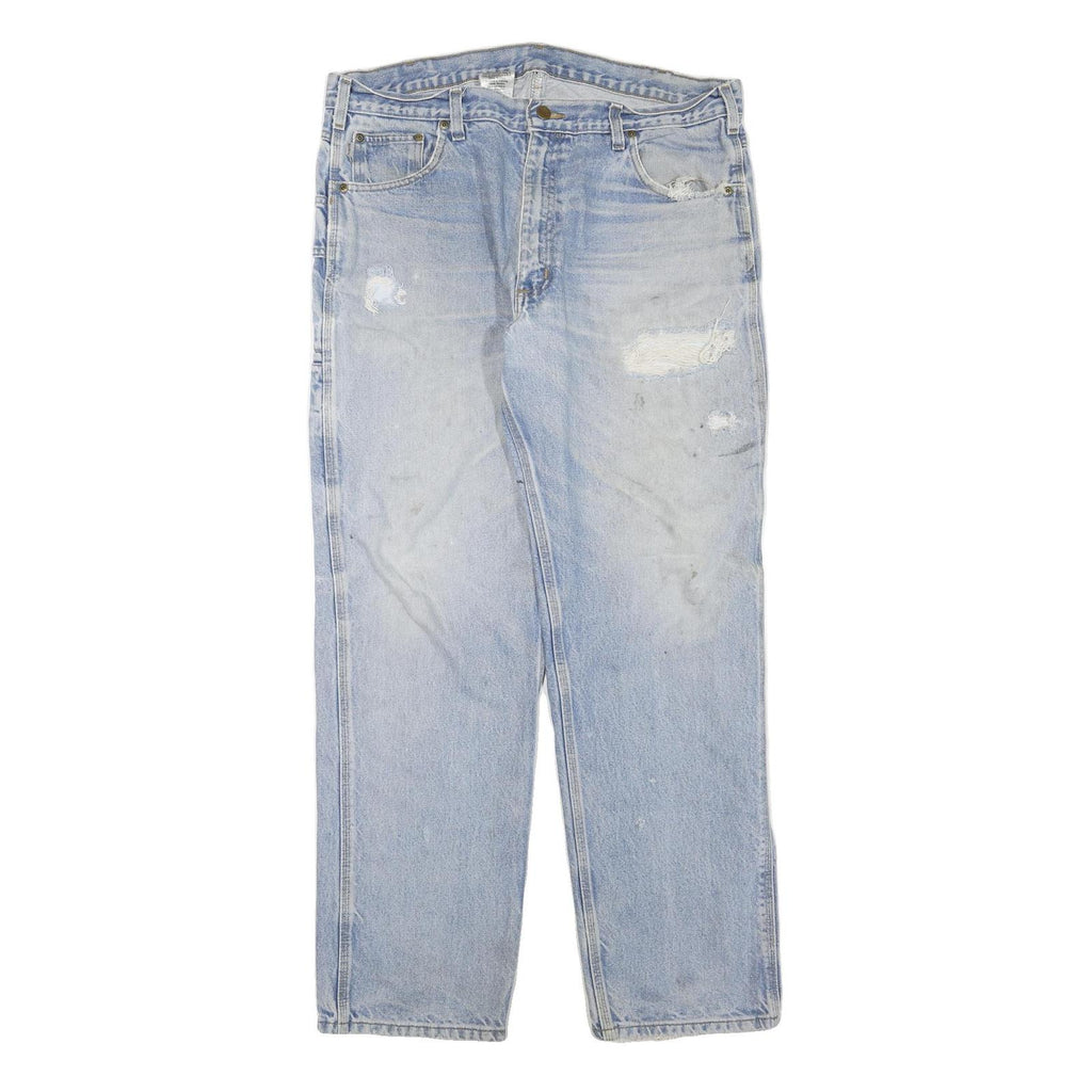 CARHARTT Mens Jeans Blue Regular Straight Denim Medium W36 L32 Distressed