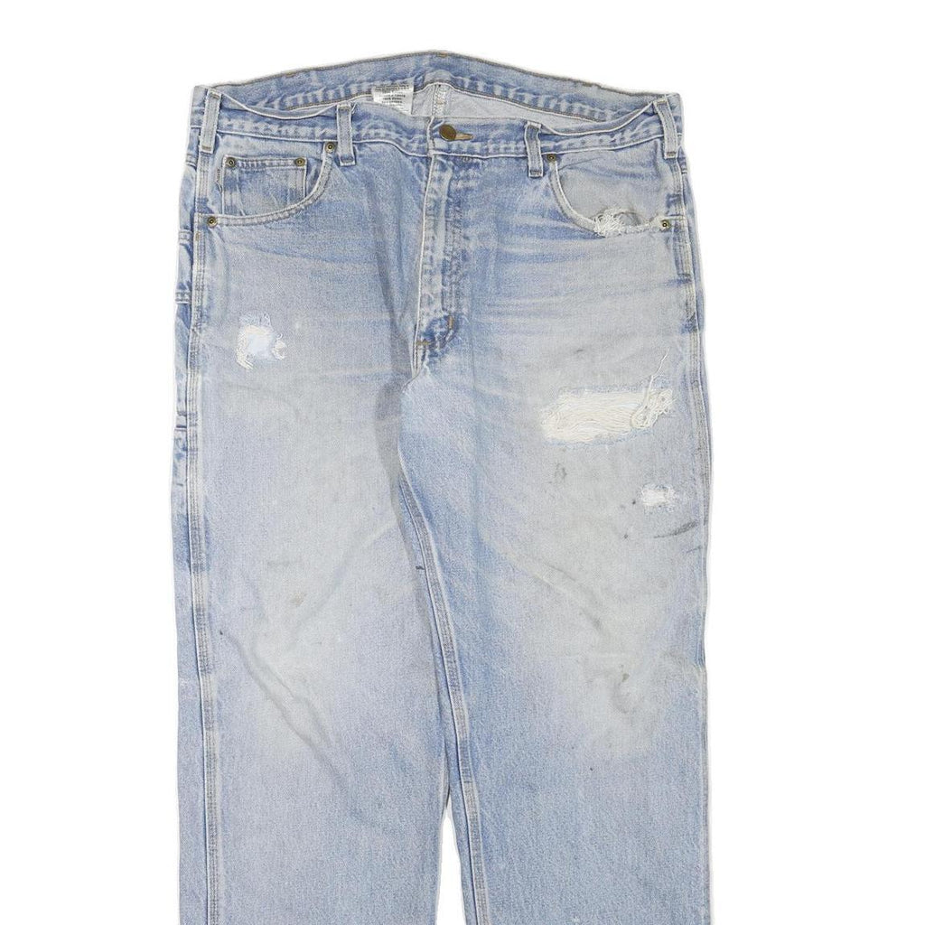 CARHARTT Mens Jeans Blue Regular Straight Denim Medium W36 L32 Distressed