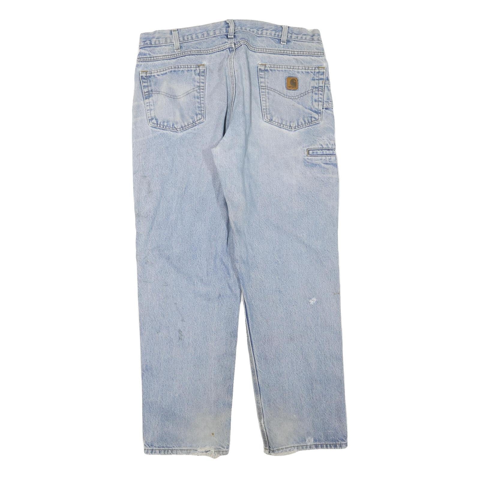 CARHARTT Mens Jeans Blue Regular Straight Denim Medium W36 L32 Distressed
