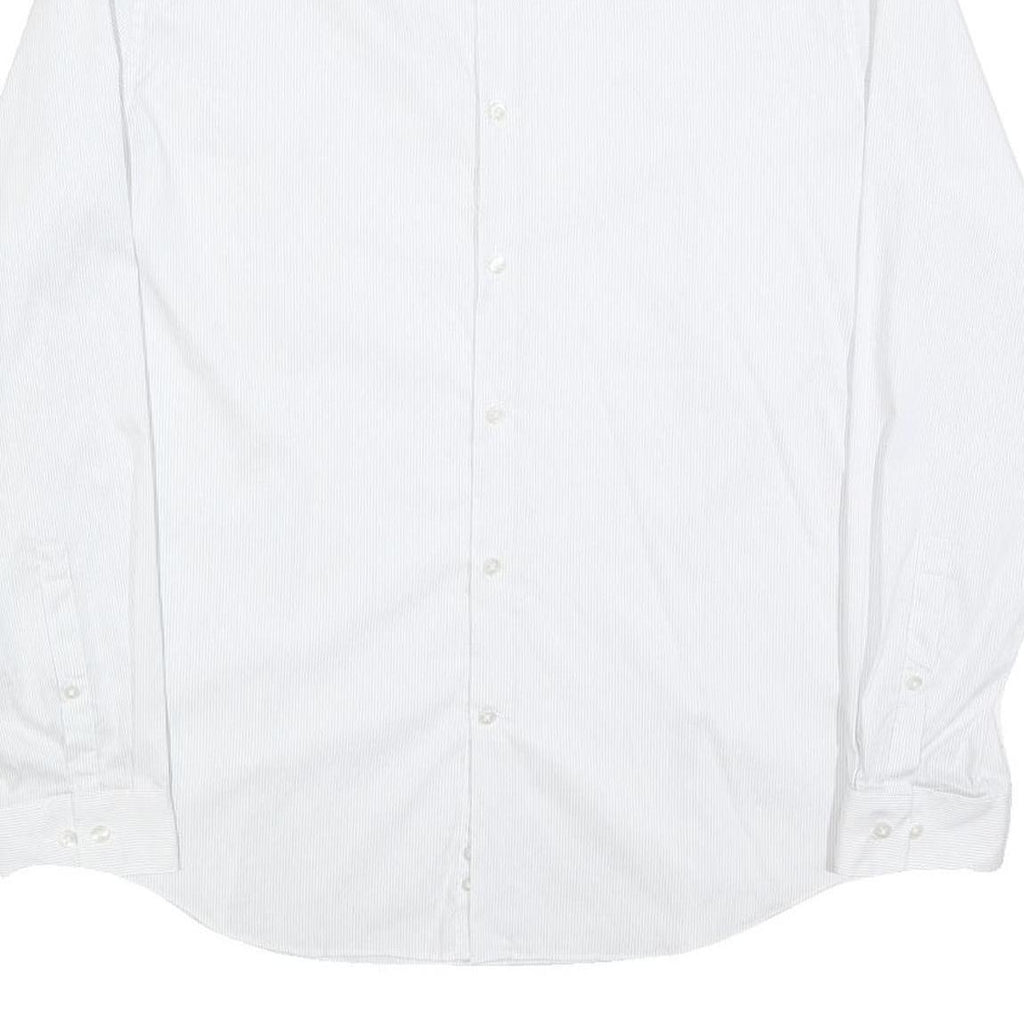 CALVIN KLEIN Mens White L Cotton Blend Shirt Long Sleeve Button Down Collar