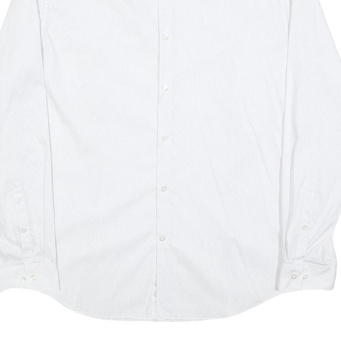 CALVIN KLEIN Mens White L Cotton Blend Shirt Long Sleeve Button Down Collar