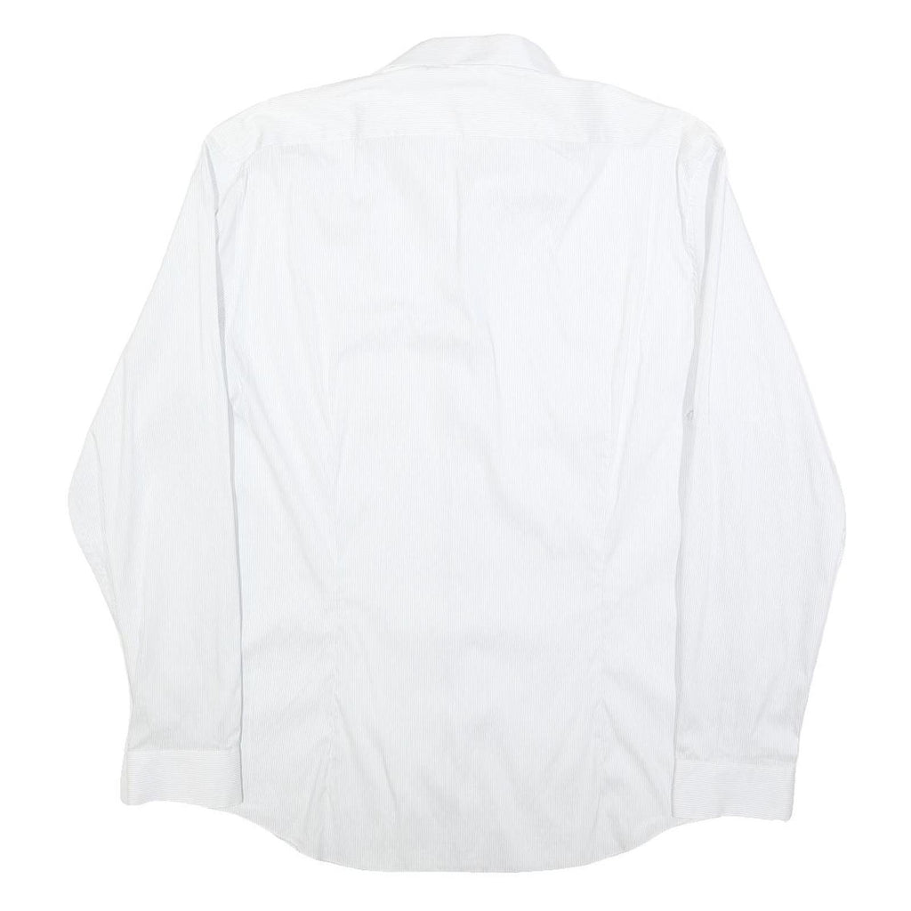 CALVIN KLEIN Mens White L Cotton Blend Shirt Long Sleeve Button Down Collar