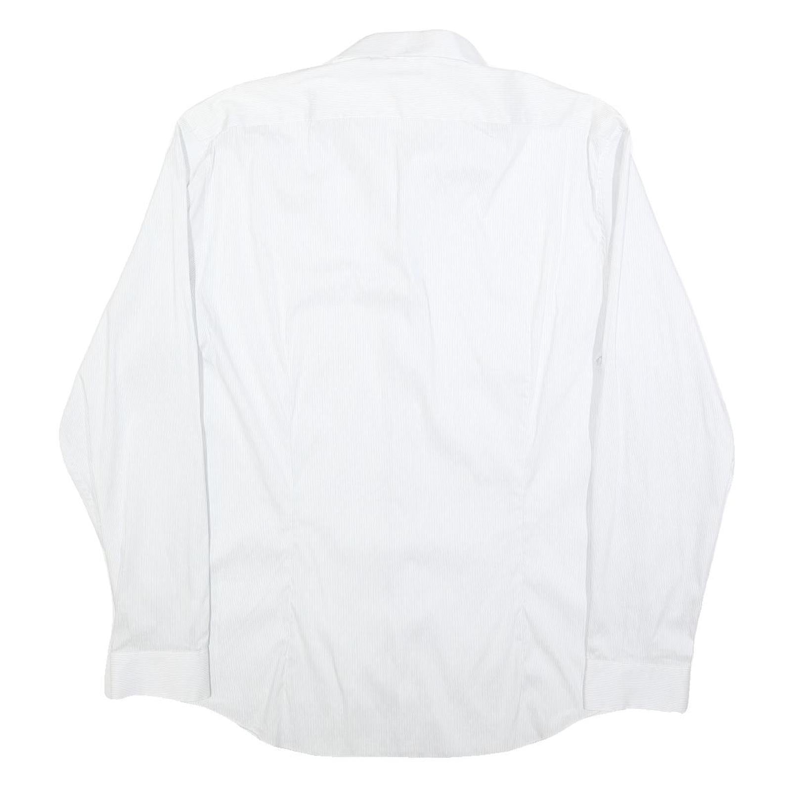 CALVIN KLEIN Mens White L Cotton Blend Shirt Long Sleeve Button Down Collar