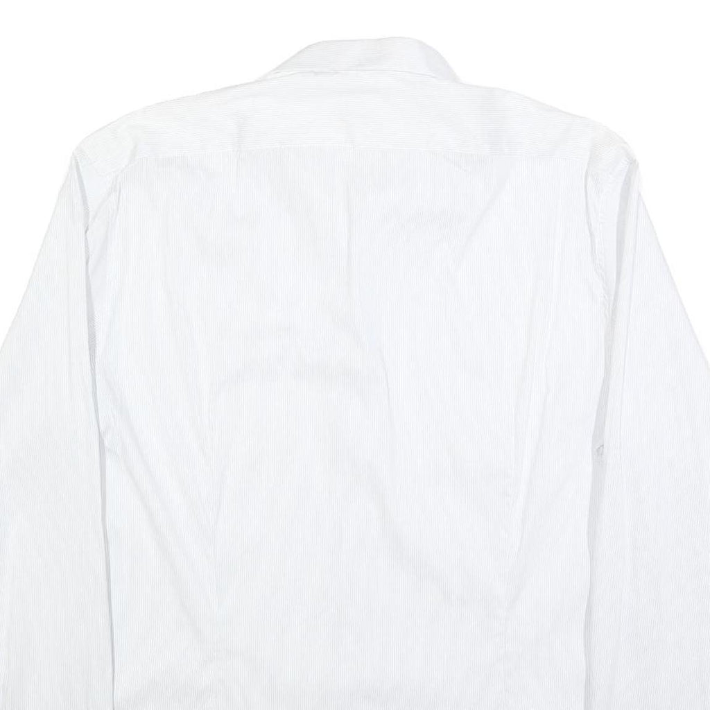 CALVIN KLEIN Mens White L Cotton Blend Shirt Long Sleeve Button Down Collar