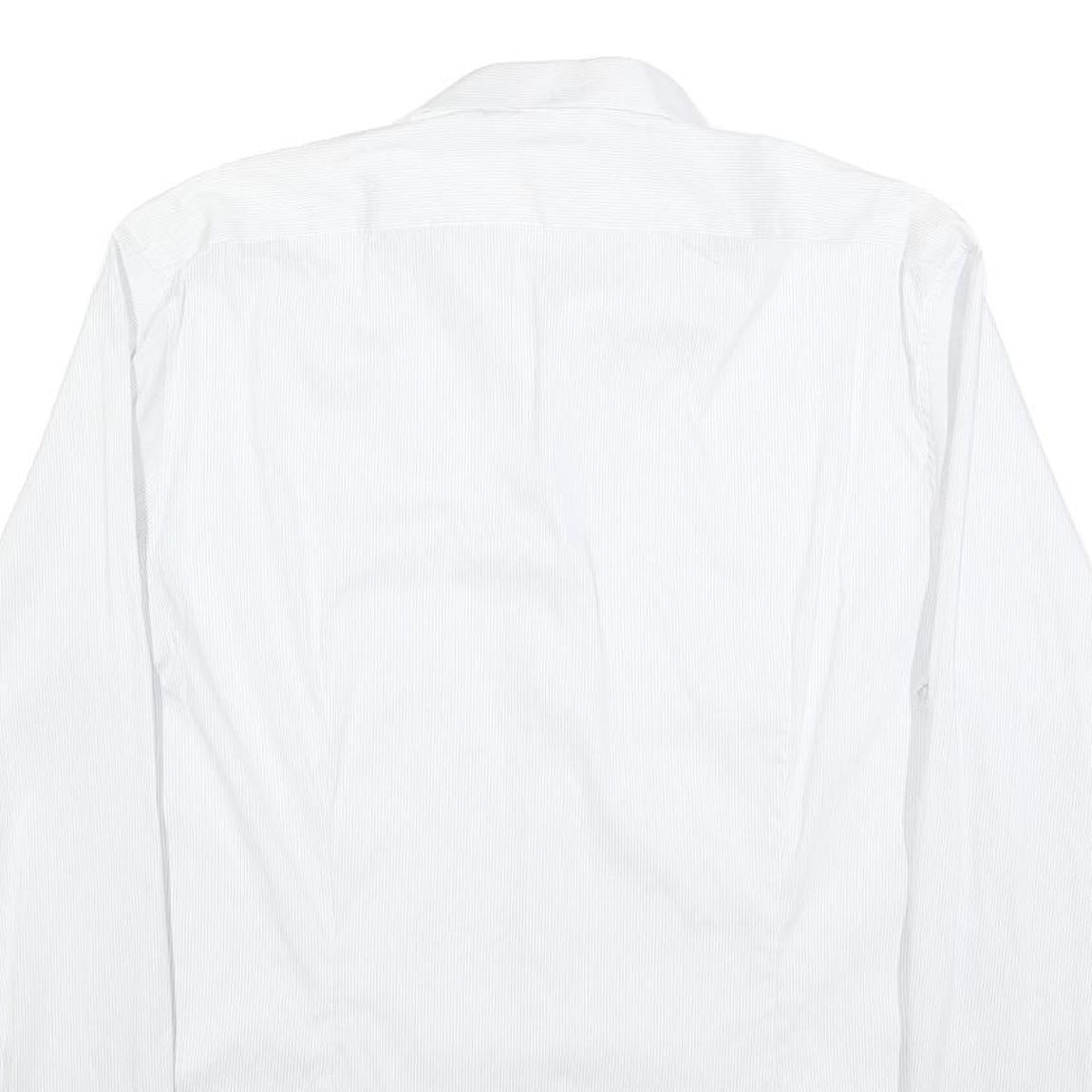 CALVIN KLEIN Mens White L Cotton Blend Shirt Long Sleeve Button Down Collar