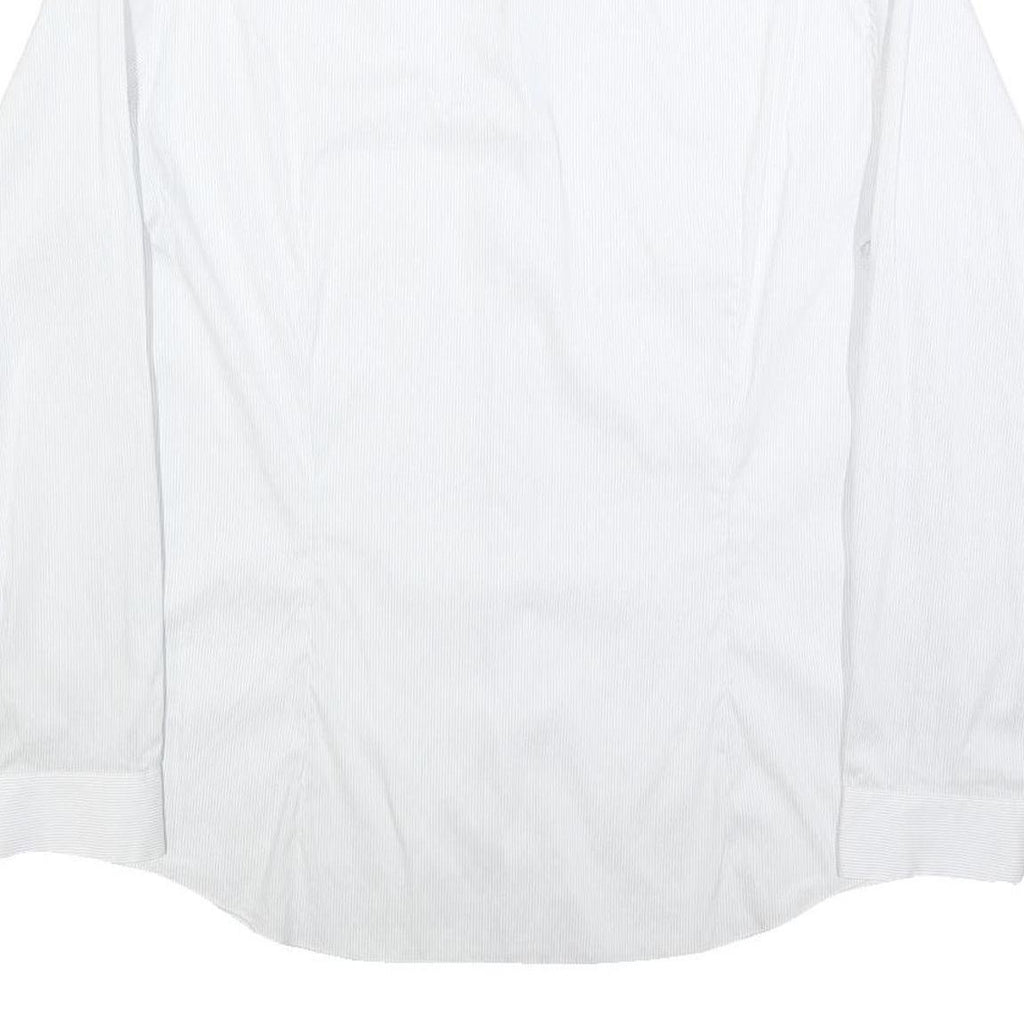 CALVIN KLEIN Mens White L Cotton Blend Shirt Long Sleeve Button Down Collar