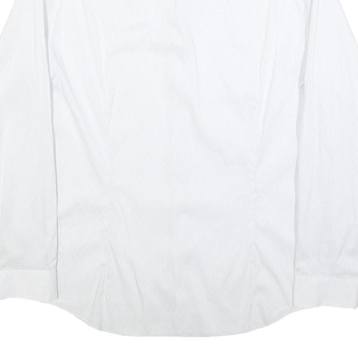 CALVIN KLEIN Mens White L Cotton Blend Shirt Long Sleeve Button Down Collar