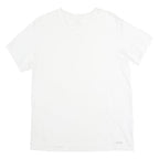 CALVIN KLEIN Mens White V-Neck T-Shirt M Cotton Classic Plain Short Sleeve
