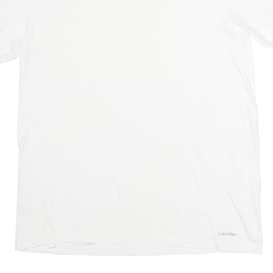 CALVIN KLEIN Mens White V-Neck T-Shirt M Cotton Classic Plain Short Sleeve