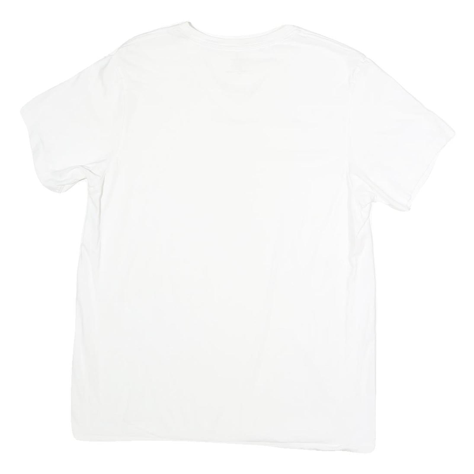 CALVIN KLEIN Mens White V-Neck T-Shirt M Cotton Classic Plain Short Sleeve
