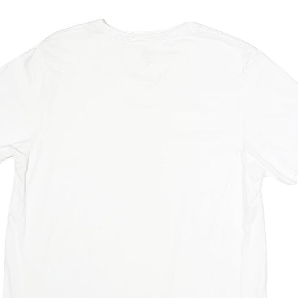 CALVIN KLEIN Mens White V-Neck T-Shirt M Cotton Classic Plain Short Sleeve