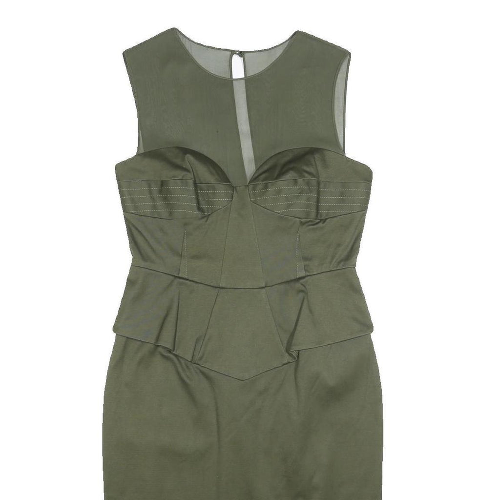 EMILIO PUCCI Womens Green Silk Blend Midi Dress Sleeveless Zip Up UK 12 Elegant