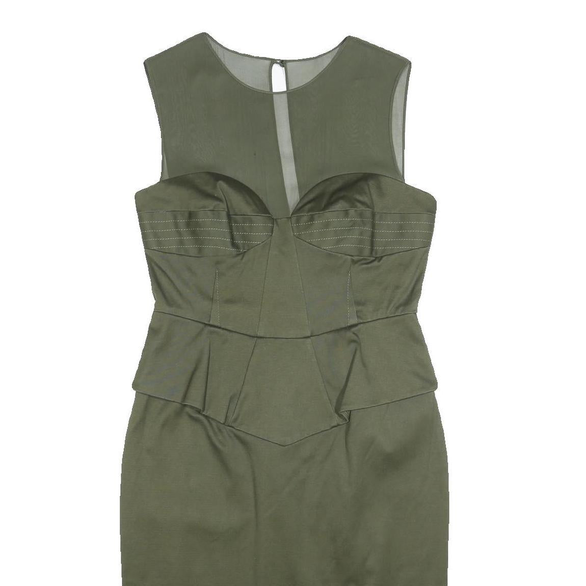 EMILIO PUCCI Womens Green Silk Blend Midi Dress Sleeveless Zip Up UK 12 Elegant