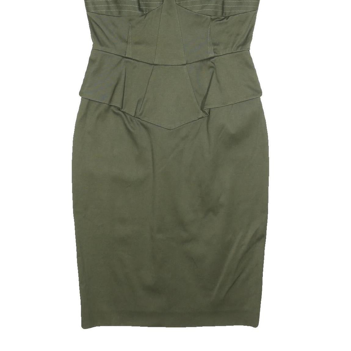 EMILIO PUCCI Womens Green Silk Blend Midi Dress Sleeveless Zip Up UK 12 Elegant