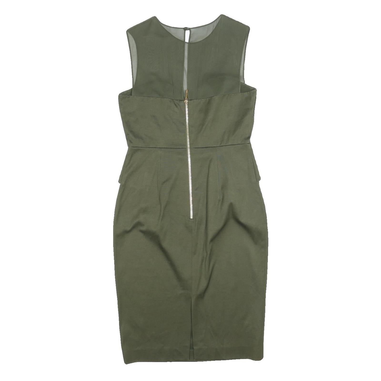 EMILIO PUCCI Womens Green Silk Blend Midi Dress Sleeveless Zip Up UK 12 Elegant