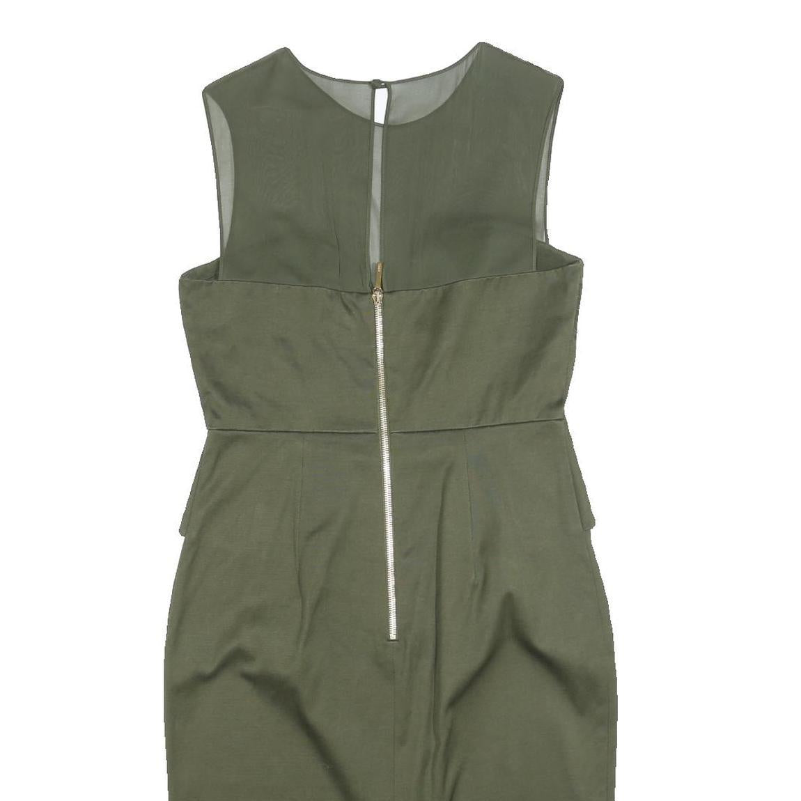 EMILIO PUCCI Womens Green Silk Blend Midi Dress Sleeveless Zip Up UK 12 Elegant