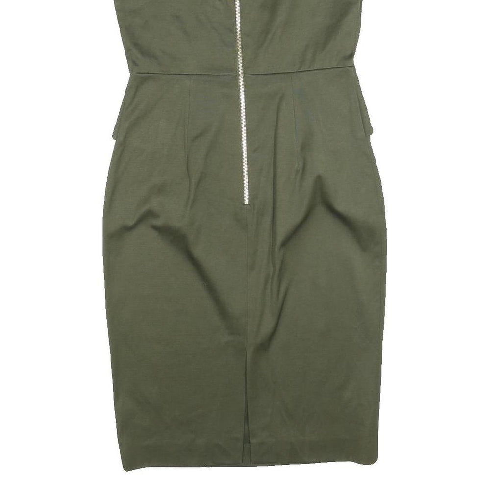 EMILIO PUCCI Womens Green Silk Blend Midi Dress Sleeveless Zip Up UK 12 Elegant