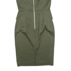 EMILIO PUCCI Womens Green Silk Blend Midi Dress Sleeveless Zip Up UK 12 Elegant