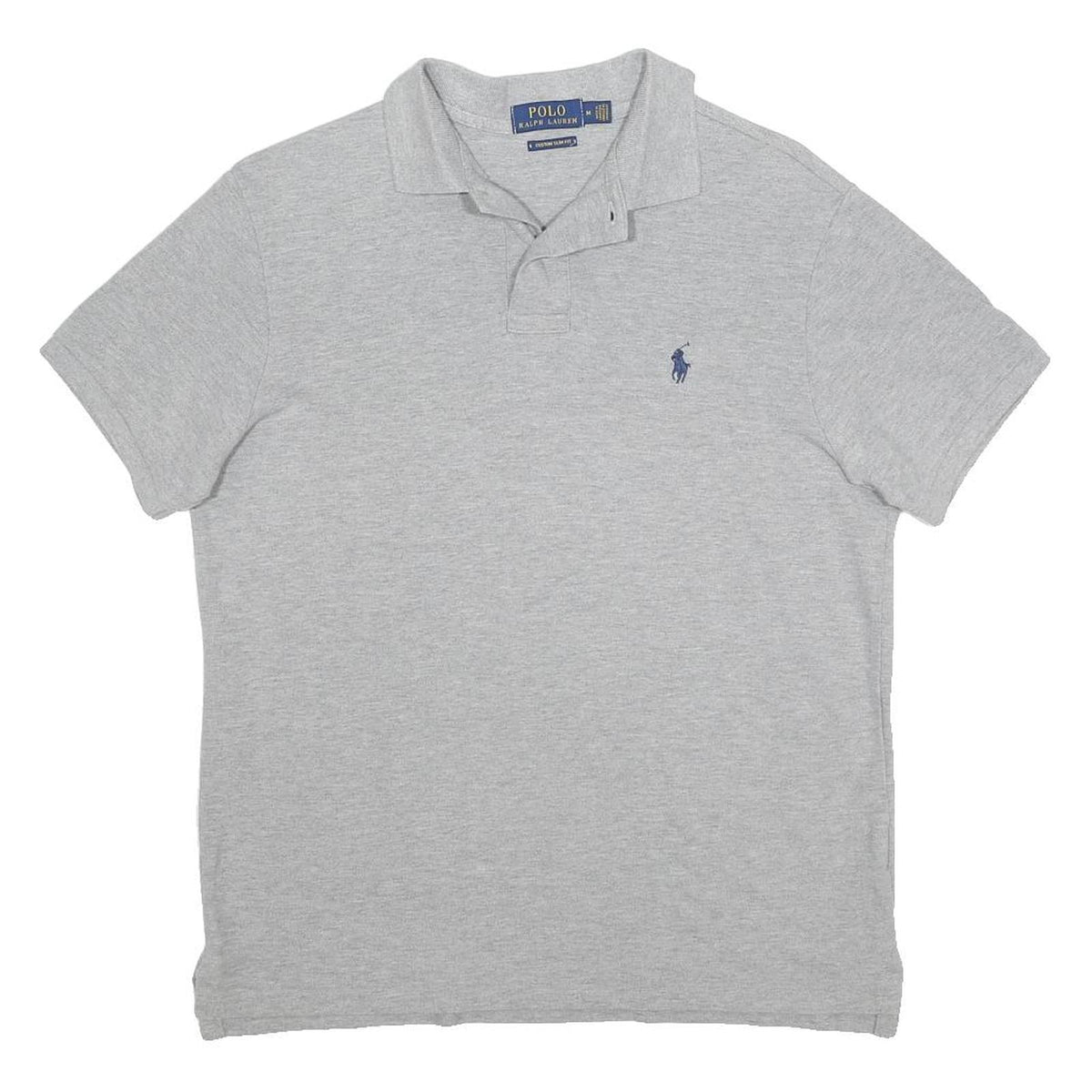 POLO RALPH LAUREN Mens Grey Short Sleeve Plain M Cotton Polo Shirt