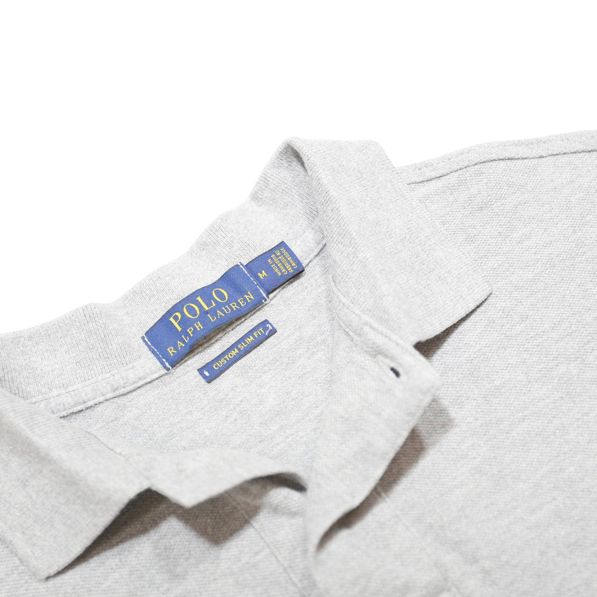 POLO RALPH LAUREN Mens Grey Short Sleeve Plain M Cotton Polo Shirt