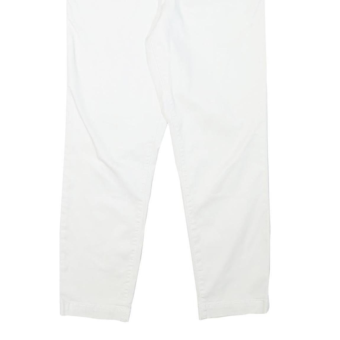 NAUTICA Womens White Slim Slim Fit Cotton Blend Trousers W32 L26 Casual Zip