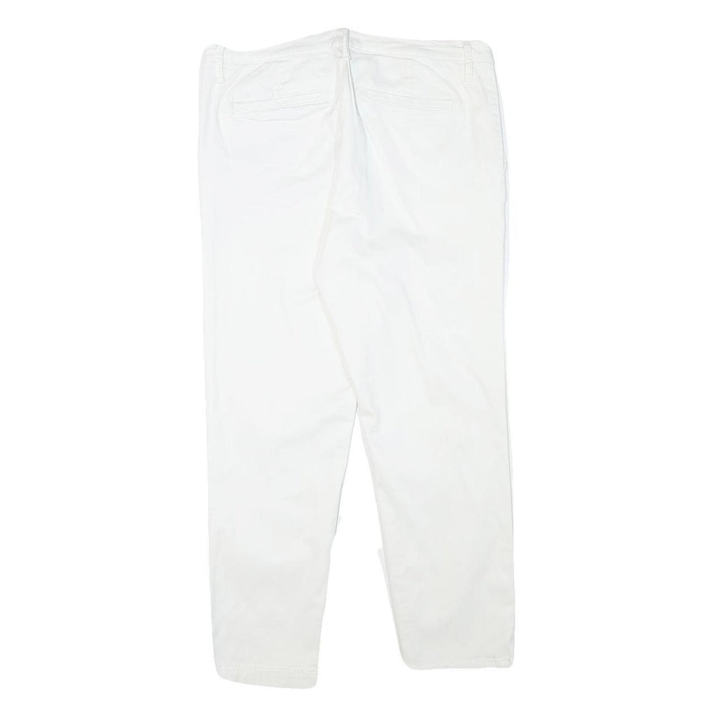 NAUTICA Womens White Slim Slim Fit Cotton Blend Trousers W32 L26 Casual Zip