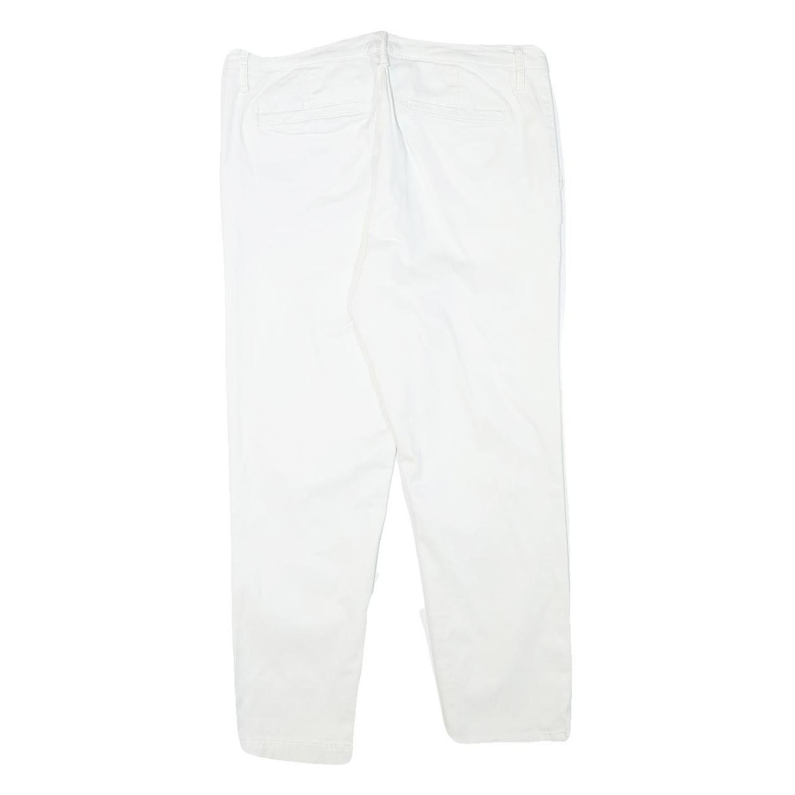 NAUTICA Womens White Slim Slim Fit Cotton Blend Trousers W32 L26 Casual Zip