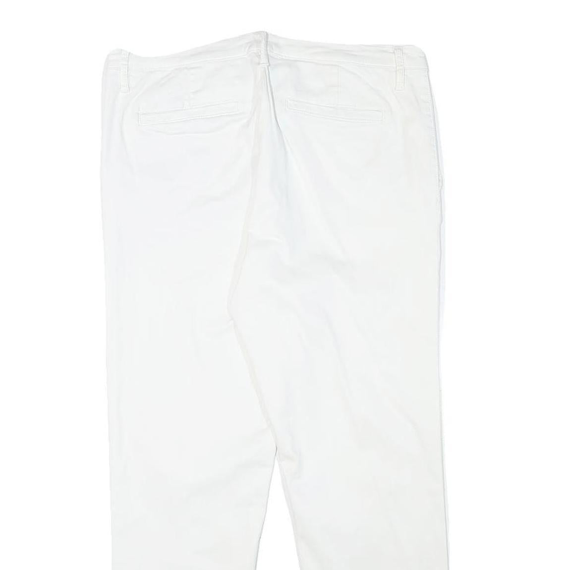 NAUTICA Womens White Slim Slim Fit Cotton Blend Trousers W32 L26 Casual Zip