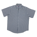 CHAPS Mens Blue Plain Short Sleeve Button Shirt L Casual Cotton Blend