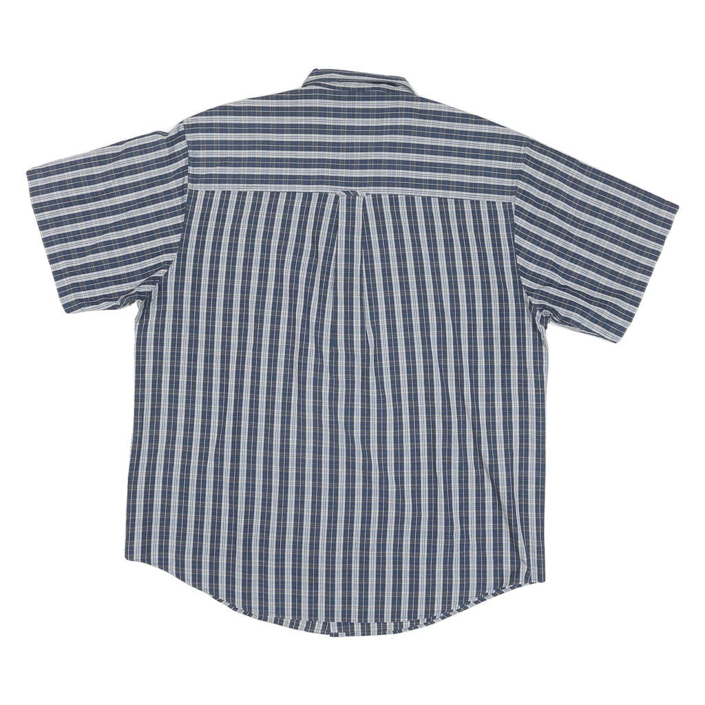 CHAPS Mens Blue Plain Short Sleeve Button Shirt L Casual Cotton Blend