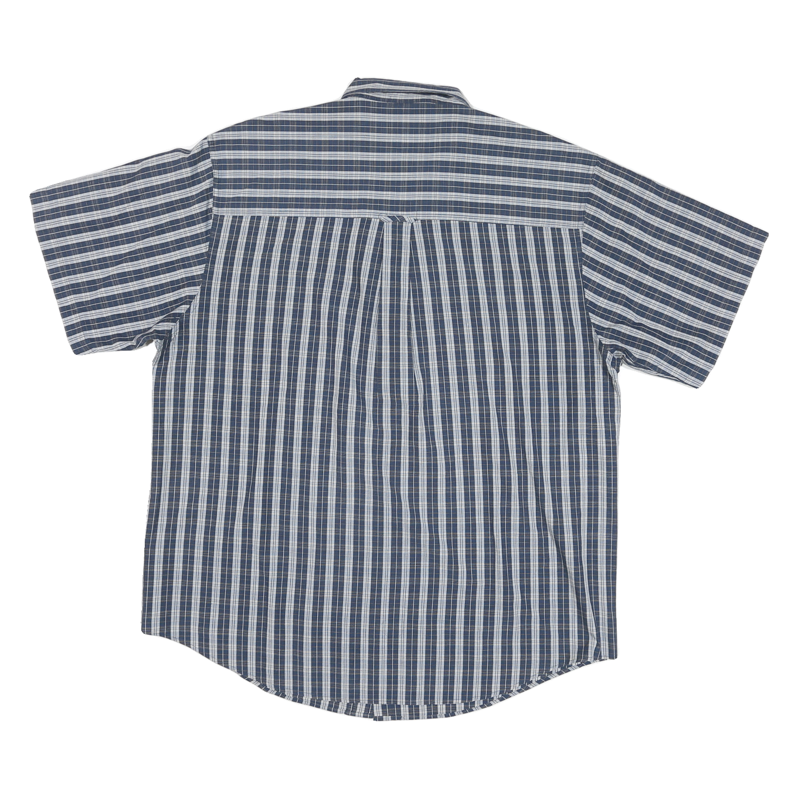 CHAPS Mens Blue Plain Short Sleeve Button Shirt L Casual Cotton Blend