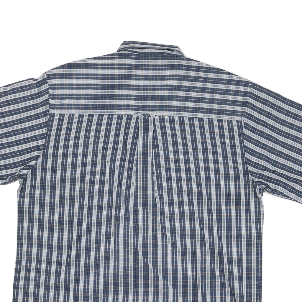 CHAPS Mens Blue Plain Short Sleeve Button Shirt L Casual Cotton Blend