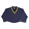 PUMA Womens Blue & Yellow V-Neck UK 10 Cotton Blend Sweatshirt Long Sleeve