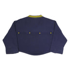 PUMA Womens Blue & Yellow V-Neck UK 10 Cotton Blend Sweatshirt Long Sleeve