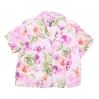 HAVANA JACKS CAFE Womens Pink Floral Rayon Shirt Short Sleeve Collared L Summer