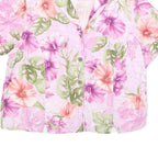 HAVANA JACKS CAFE Womens Pink Floral Rayon Shirt Short Sleeve Collared L Summer