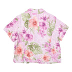 HAVANA JACKS CAFE Womens Pink Floral Rayon Shirt Short Sleeve Collared L Summer