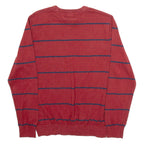 TOMMY HILFIGER Mens Patterned Jumper Red Striped Tight Knit M