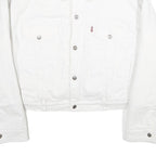 LEVI'S Womens White Cotton Blend Sherpa Collar Jacket L Denim Button