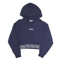 FILA Womens Navy Blue Hoodie UK 12 Cropped Logo Embroidered Sweatshirt