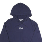 FILA Womens Navy Blue Hoodie UK 12 Cropped Logo Embroidered Sweatshirt