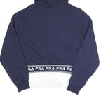 FILA Womens Navy Blue Hoodie UK 12 Cropped Logo Embroidered Sweatshirt