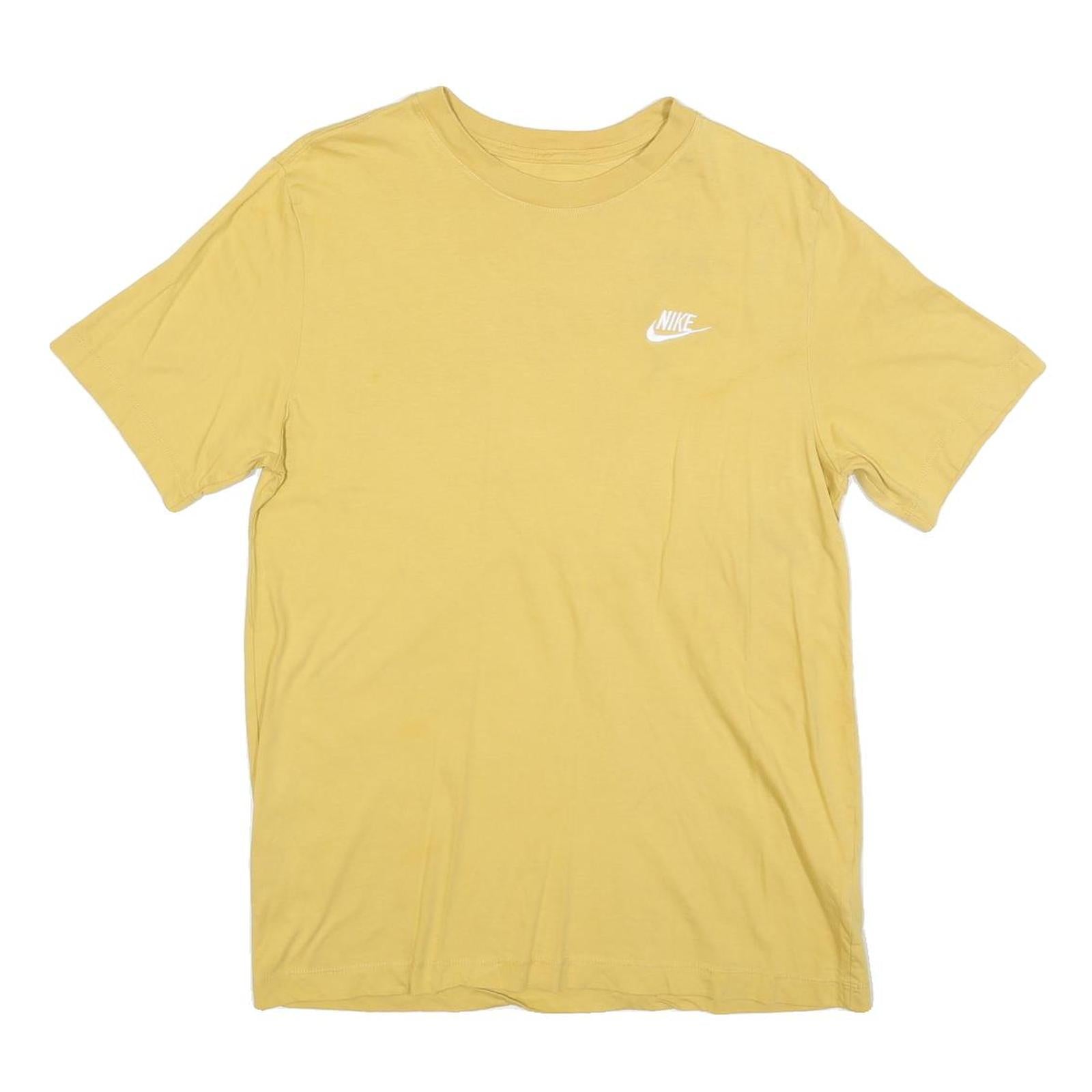 NIKE Mens Yellow Crew Neck Short Sleeve T-Shirt Cotton Blend M Casual Sportswear