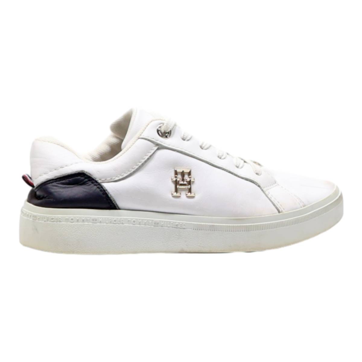 TOMMY HILFIGER Sneaker Trainers White Leather Womens UK 3.5