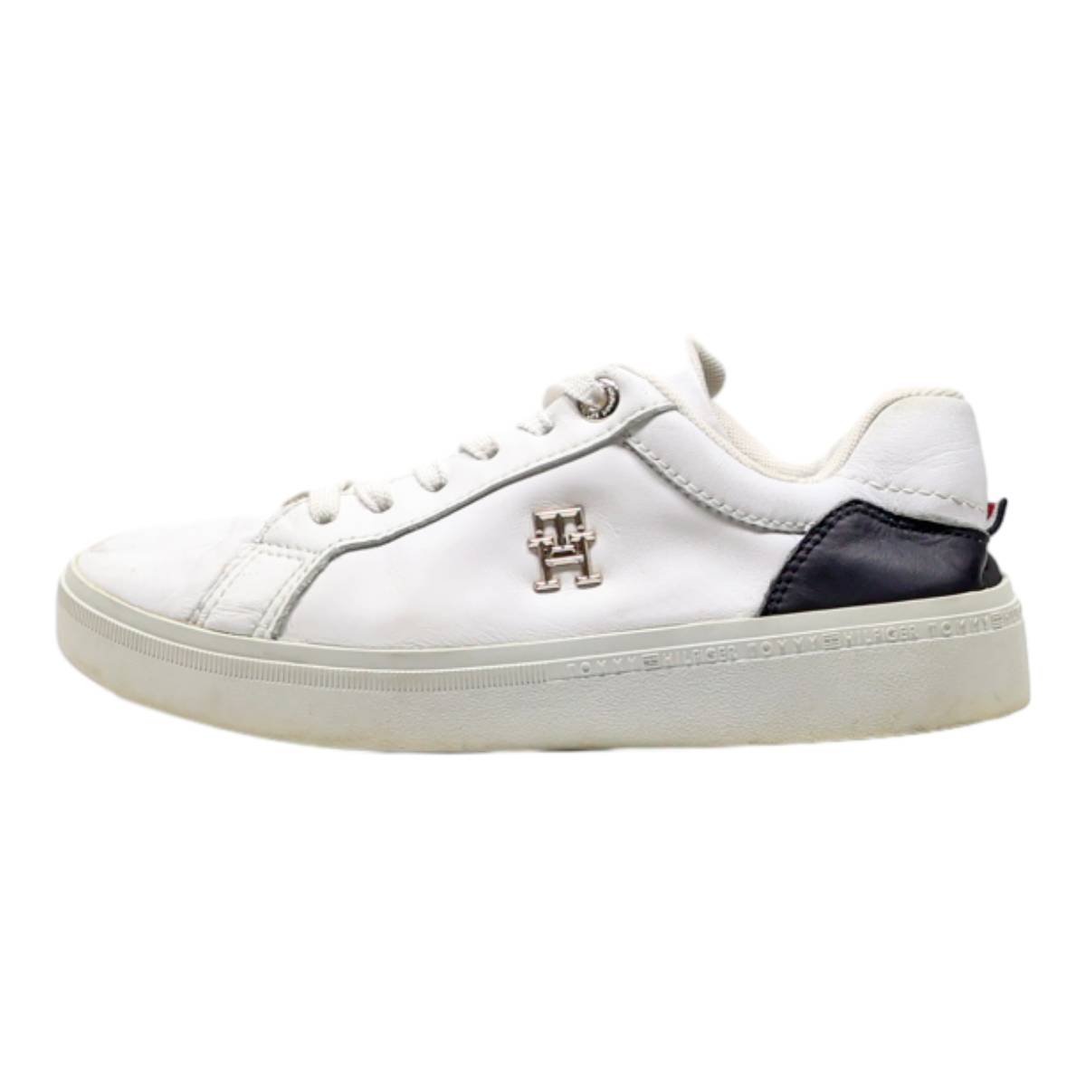 TOMMY HILFIGER Sneaker Trainers White Leather Womens UK 3.5